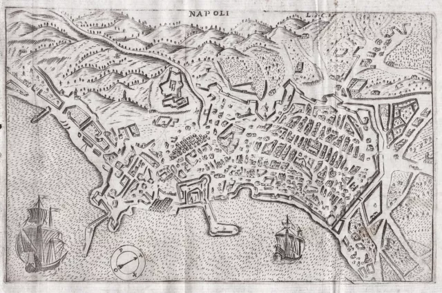 Napoli Neapel Naples Italia Italy veduta Scoto acquaforte stampa incisione 1642