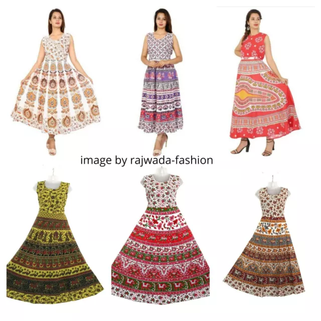 10 PC Lot Indian Women Maxi Long Dress Hippie Cotton Gypsy Bohemian Floral Dress