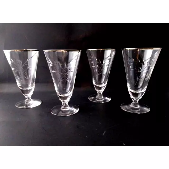 Fostoria Bridal Belle Platinum Trim Wine Glasses Set Of 4