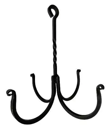 4 ARM HERB HOOK - Heavy Duty Amish Hand Forged Twisted Wrought Iron