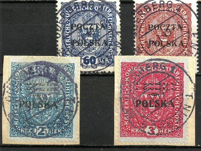 POLAND 1919 KRAKAU SET used LOT signed FILATELIA 5