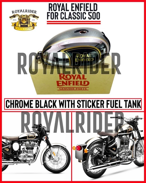 ROYAL ENFIELD &CLASSIC 500 CHROME BLACK AVEC AUTOCOLLANT" Réservoir de