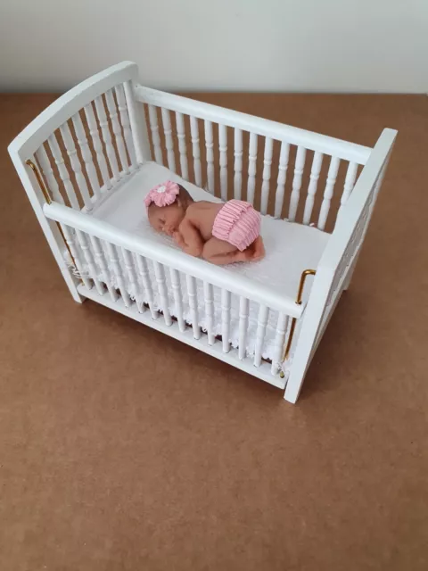 Handmade Ooak Polymer Clay Baby girl, cake topper baby shower dolls house 1 :12