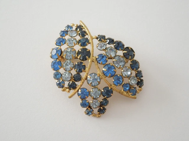 Broche Fantaisie Ancienne En Strass Doré - Environ 3 Cm - Occasion