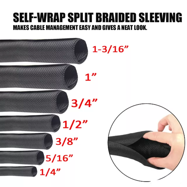 Split Wire Loom Mesh Braided Cable Sleeving Cover Cord Harness Wrap Organization