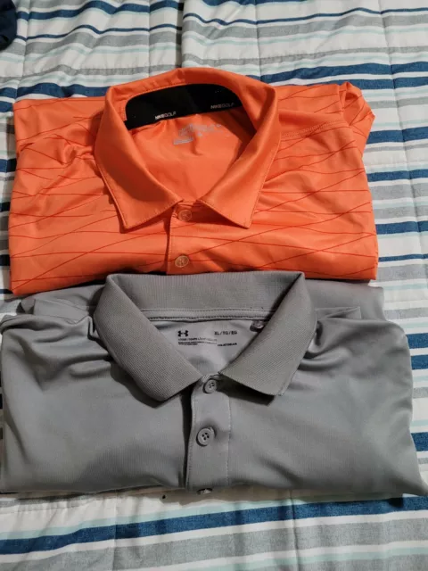 2 Golf Polos XL NIKE~ UNDER ARMOUR. XL26