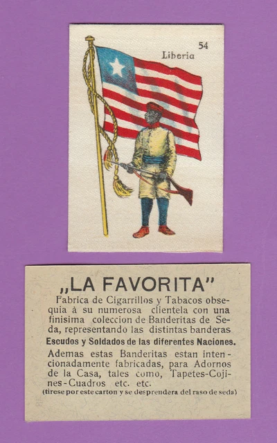 La Favorita (Canary Islands) - Scarce Silk Flags & Soldiers Card - Liberia
