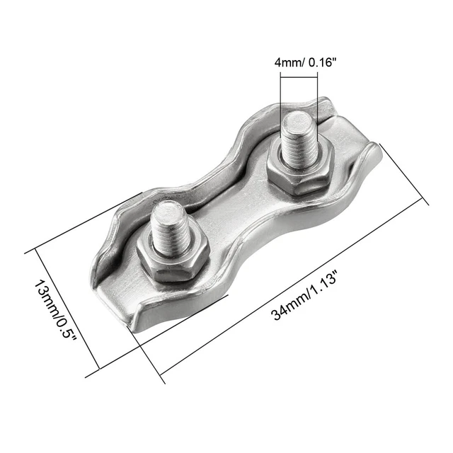 Duplex acier Inox 2-Post Clip serre-câble à câble 8pc Complet pour corde 3mm 2