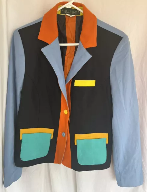 Harve Benard by Benard Holtzman Colorblock Wool Blend Button Blazer Jacket