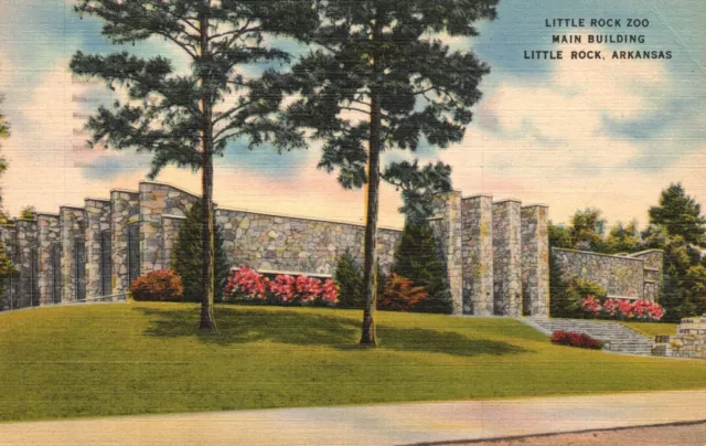 Vintage Postcard 1949 Little Rock Zoo Main Building Little Rock Arkansas Quapaw
