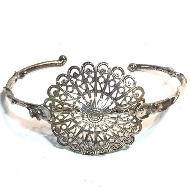 Bracelet Ancien Paris En Métal Filigrané Argenté - 18cm, Orné De 6 Monuments Et 2 Blasons, Très Bon état