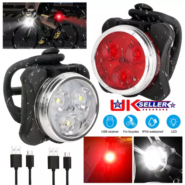 Bike Light Set Super Bright USB Rechargeable Bicycle Lights Waterproof Mountain