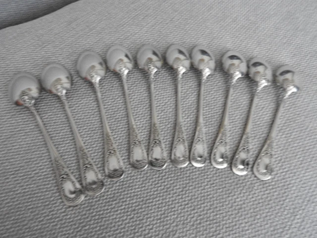 10 PETITES CUILLÈRES DE TABLE EN MÉTAL ARGENTÉ S.M.F. 12 gr COUVERTS MENAGERE