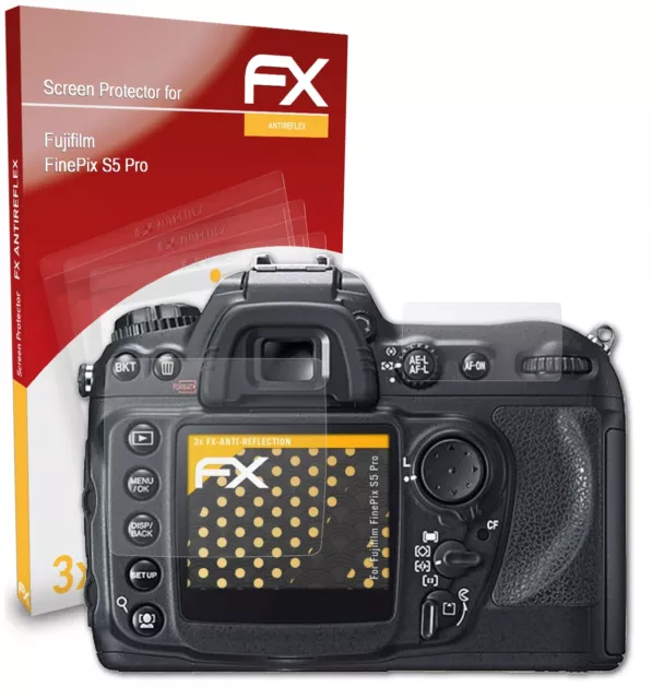 atFoliX 3x Panzerfolie für Fujifilm FinePix S5 Pro Schutzfolie matt&stoßfest