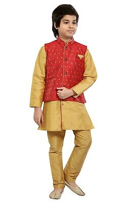 BOYS waist coat Sherwani Suit wedding EID Indian Kurta pyjama 1 TO 17 YEARS
