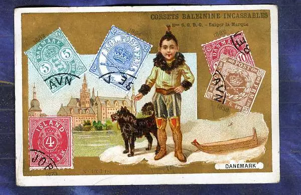 chromo Corsets Baleinine PHILATELIE DANEMARK TIMBRE POSTE Post Stamp Denmark