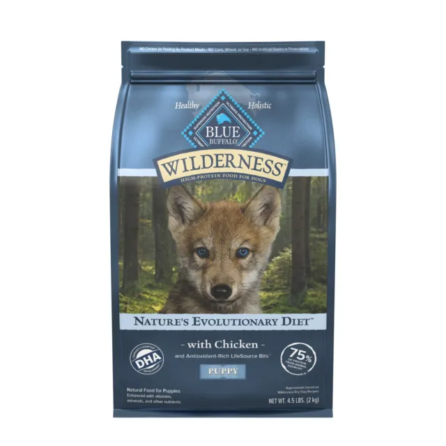 High Protein Natural Puppy Dry Dog Food plus Wholesome Grains,Chicken 4.5 lb bag