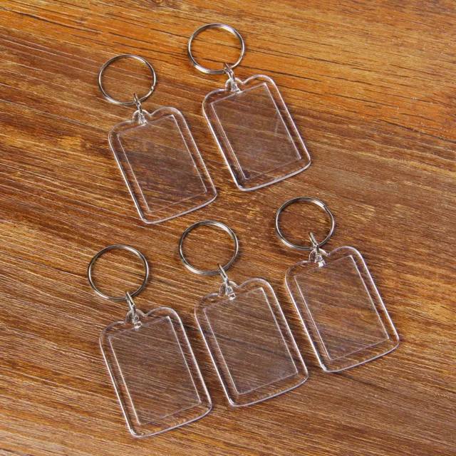 5 X Clear Acrylic Blank Photo Picture Frame Key Ring Keychain Keyring Gift BS