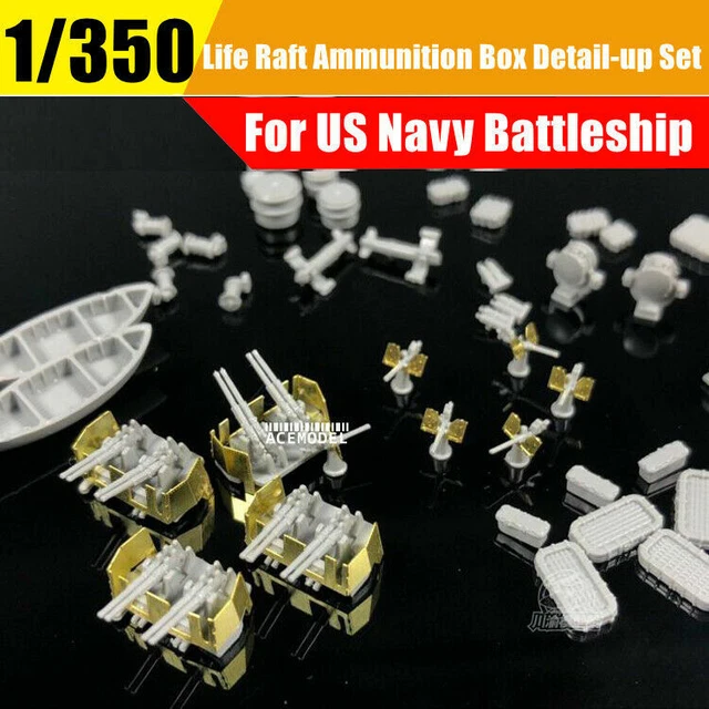 1/350 WWII USS Battleship Bofors/Erricon/Life Raft/Ammunition Box ...