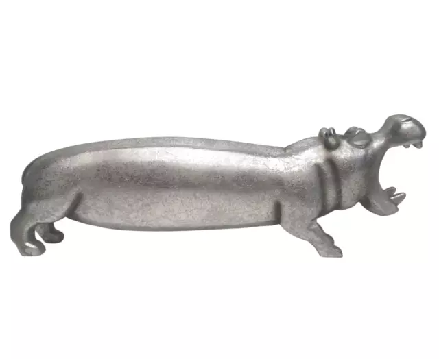 Deko Figur Nilpferd Hippo Flusspferd silber lang Dekoobjekt Skulptur Statue -3