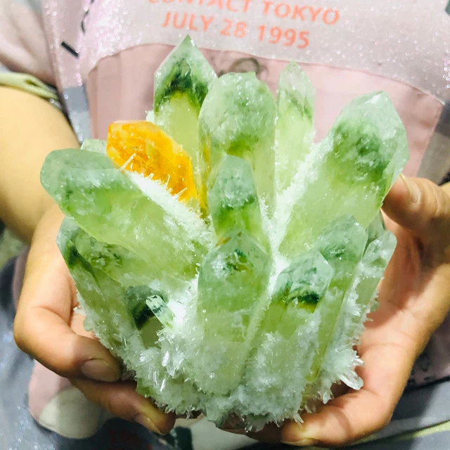 2.48LB New Find Green Phantom Quartz Crystal Cluster Mineral Specimen Healing 2