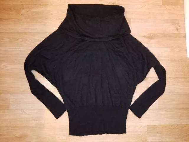 EUC Karen Kane Women's Dolman Foldover Shoulder Sweater Black Size Small