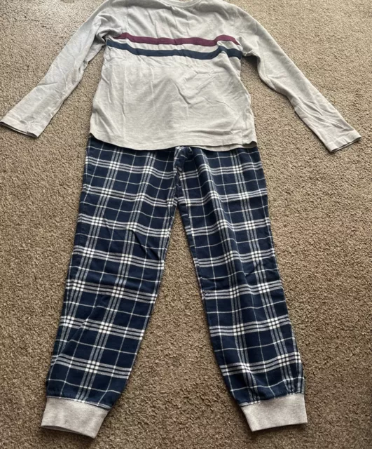 RAGAZZI-PIGIAMA-ETÀ 10-ALTEZZA 140cm-NEXT-BLU/GRIGIO-PULL CORDA VITA-PANTALONI LUNGHI