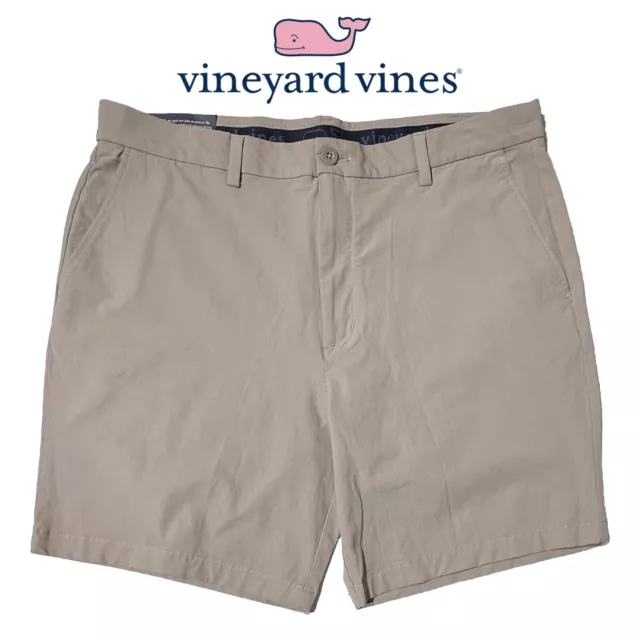 New Vineyard Vines Men's 8" Performance Breaker Shorts Khaki 4-Way Stretch Sz 38