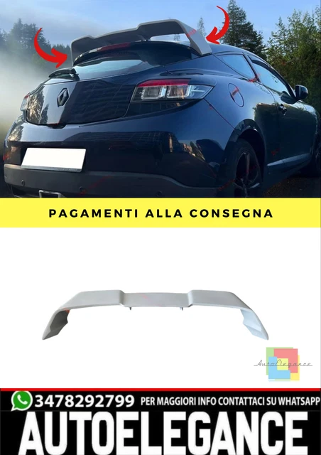 WSCDMCC Aileron Arrière de Voiture pour Renault Megane R.S./E-Tech IV III II I Grandtour/Coupé 1995-2024 2025, Becquet de Coffre Arrière Toit Spoiler Lèvre, Voiture Tuning Accessoire,Matte Black