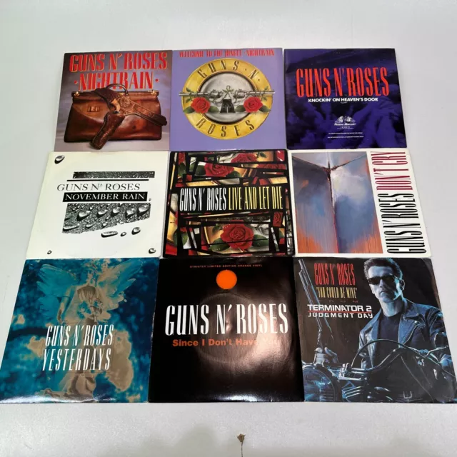 9x Guns N' Roses 7" Vinyl Single Bundle November Jungle Live & Let Die Ex/VG-Ex