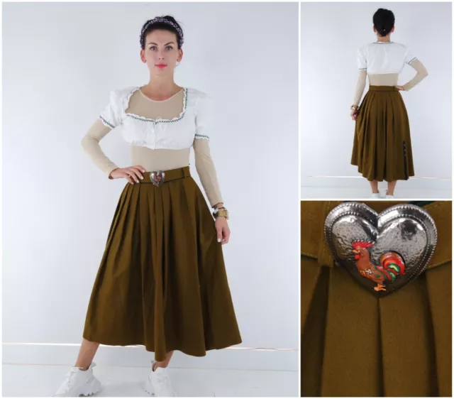Womens Trachten Skirt Medium Size UK 12 EU 38 Brown Tyrol Festival Country