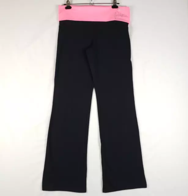 Victorias Secret PINK Yoga Pants Women Large Black Foldover Waist Boot NWT