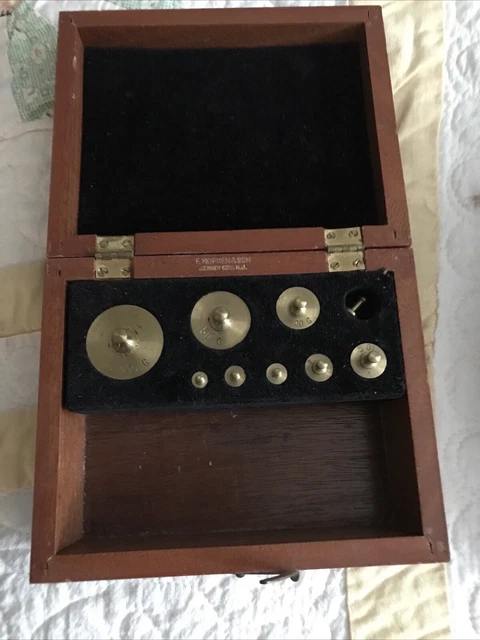 Vintage Scale Weights Set Pharmacy Apothecary Balance Wooden Case