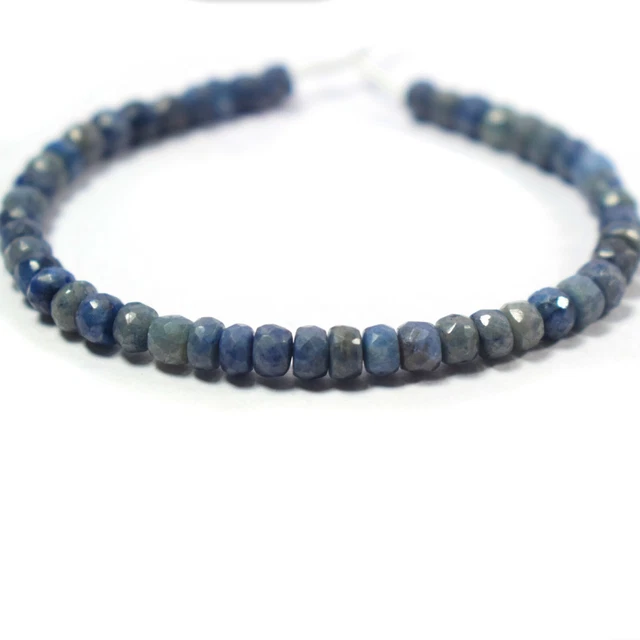 5MM Natural AAA+ Blue Sapphire Faceted Rondelle Precious Gemstone Loose Beads