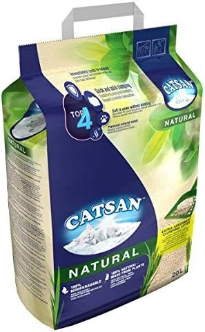 Catsan Natural Clumping Cat Litter 20 Litre Bag, 100 Percent biodegradable