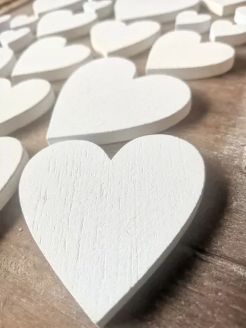 30 x Grueso Madera Aserrada Corazones Corazón Madera 2+5+7 cm Decoración de mesa Corazón Blanco 2