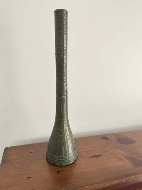 Vintage Possibly Antique Bronze/Brass Tall Vase Heavy Decorative