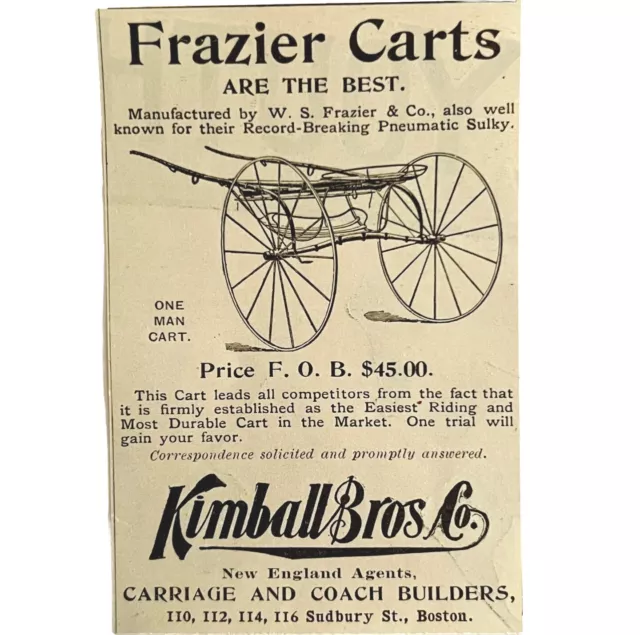 KIMBALL BROS FRAZIER Carts 1894 Advertisement Victorian Carriage Coach ...
