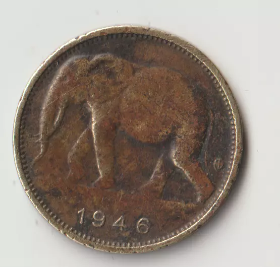 1 Franc 1946 Belgian Congo KM# 26  LOT 4 +++ Beautiful Elephant +++