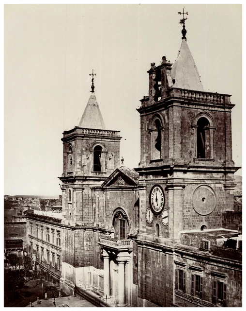 Tirage Albuminé Ancien - Église Saint-Jean-de-Malte à La Valette, Malte, Circa 1885