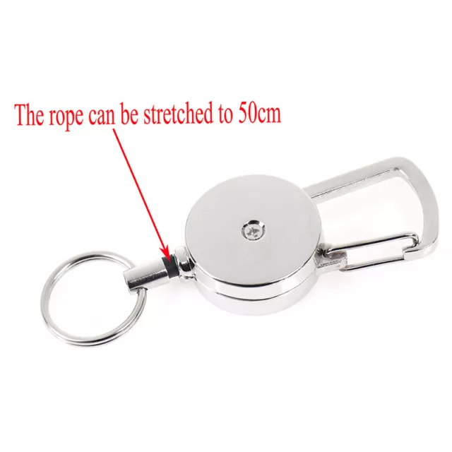 1pc Retractable Pull Key Ring Chain Clip Carabiner Holder Recoil Extend.FW