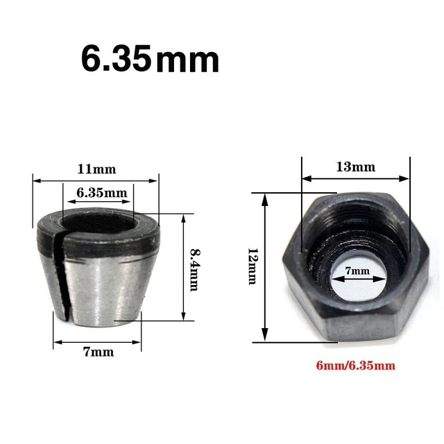 5pcs/set Trimmer Collet Chuck Router Bit Engraving Trimming Machine-1/4" 6/8mm