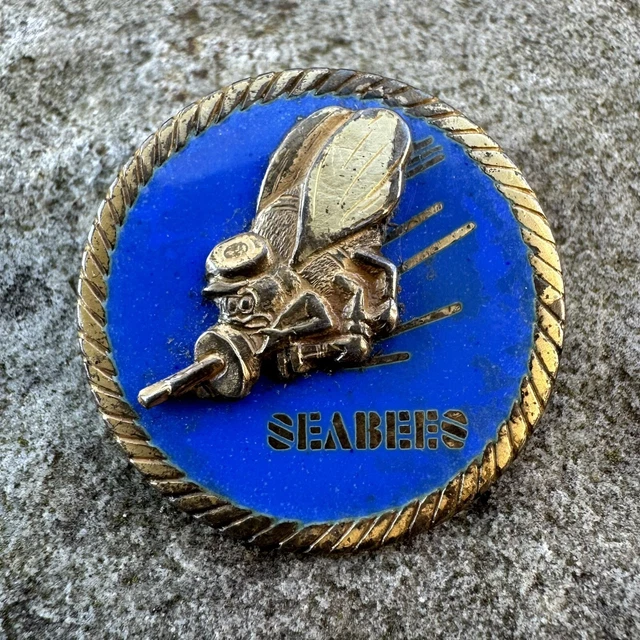 ORIGINAL WWII WW2 US Navy USN Seabees Sterling Silver Sweetheart Pin ...