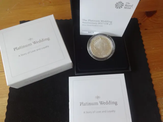 2017 Silver Proof Piedfort £5 Coin Box's + Coa  Platinum Wedding Royal Mint