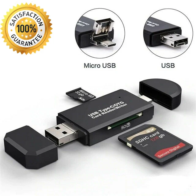 SD Card Reader For Android Phone Tablet PC Micro USB to USB 2.0 Type C Adapter