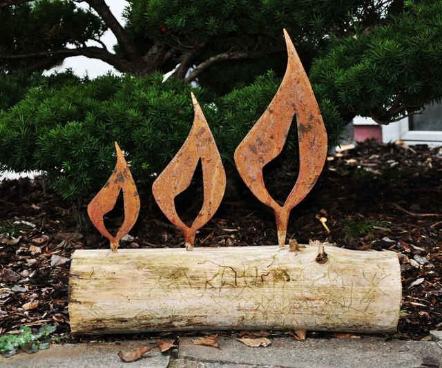 Patine Flammes Bougie Différentes Tailles Métal Décoration de Jardin Advent Noël