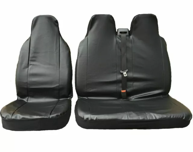 Vw Volkswagen Lt35 Heavy Duty Waterproof Black Leather Look Van Seat Covers 2+1