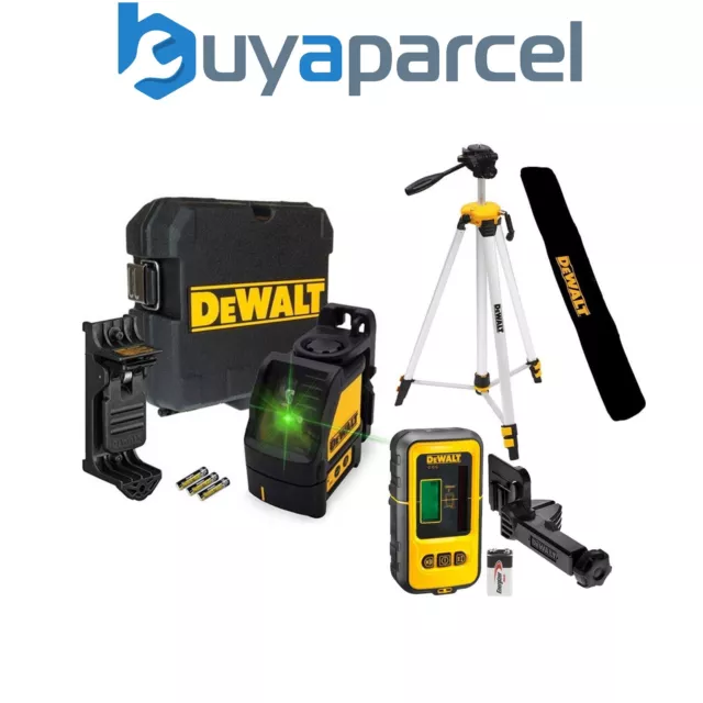 Dewalt DW088CG Green Cross Line Laser Level + Tripod + Bag + Detector DE0892G