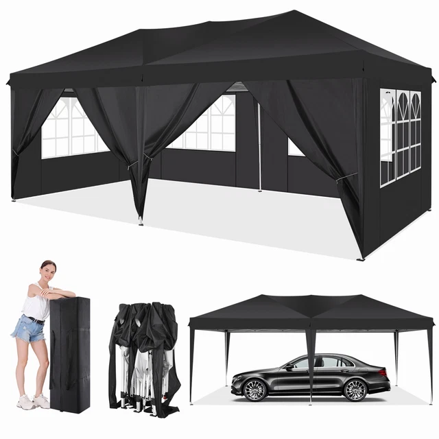 Toolport Tendone Da Giardino 3x4 M Premium PVC Bianco Impermeabile - Gazebo Per Feste Con Telai In Acciaio