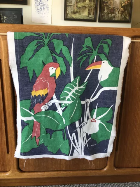 Vintage MARUSHKA Parrot & Toucan Screen Print Canvas 11"x14"